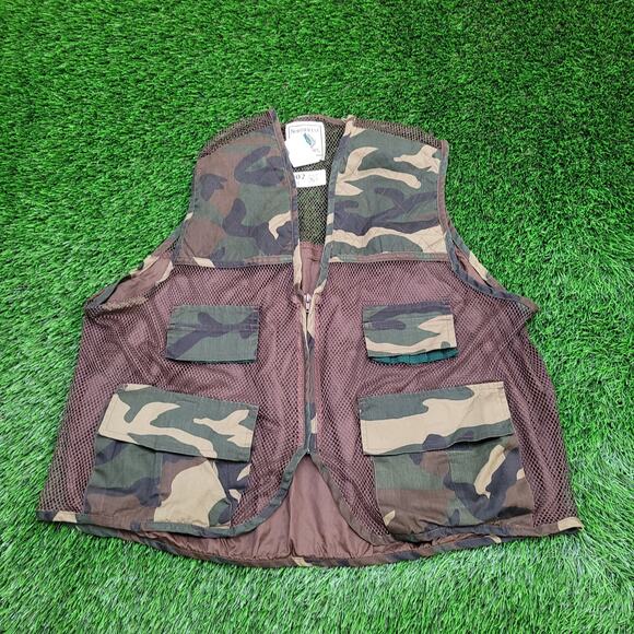 Vintage Hunting Camo Vest XL 26x26 Boxy Green - Picture 1 of 12